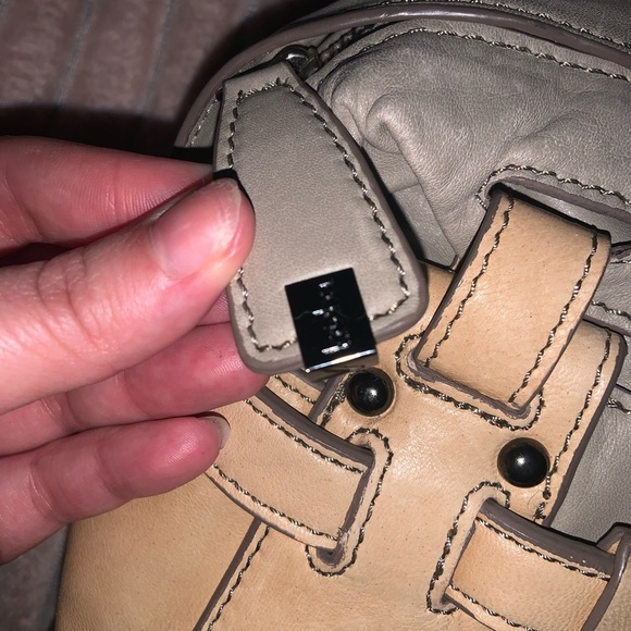 Beige Leather Satchel Bag kooba crossbody fall casual logo designer boho $300 - Picture 6 of 12